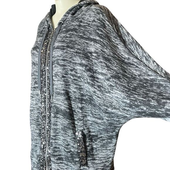 Juicy Couture Y2K Vintage Gray Sequins J Pull Tab Oversized Sweatshirt L - Picture 6 of 13